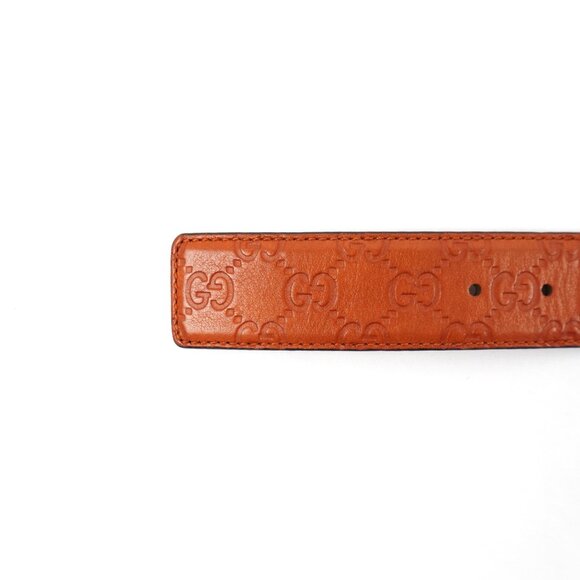Gucci GG Monogram Leather Belt In Dark Orange Men's Size 95/38 - Preowned - Picture 6 of 12